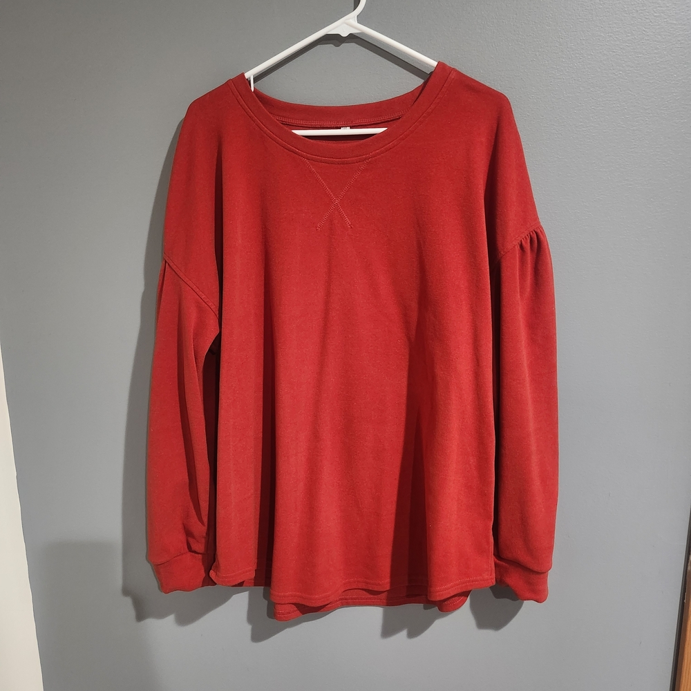 Elegant Red Crew Neck Sweater Womens Size 2XL